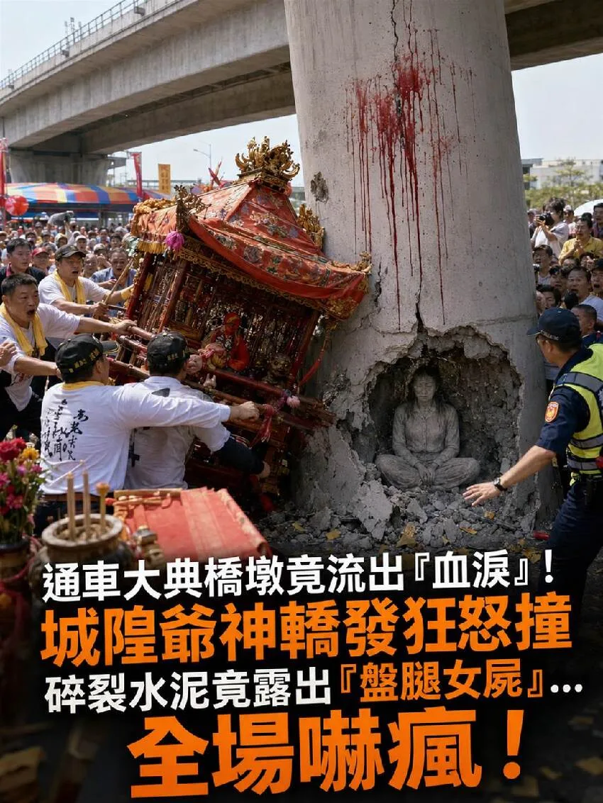 通車大典橋墩滲血淚！城隍轎狂撞，水泥崩裂驚見「盤腿女屍」 第 1 張